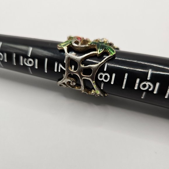 Vintage flower, butterfly and rhinestone ring - Picture 12 of 12